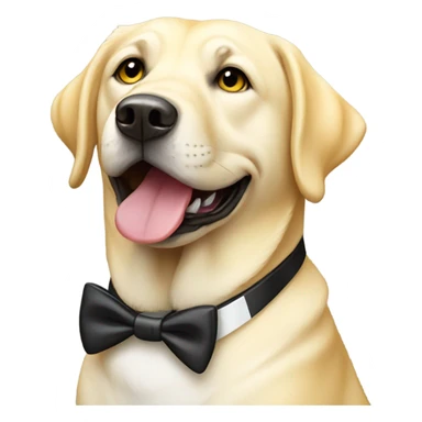 yellow lab dog wearing a tuxedo sticker