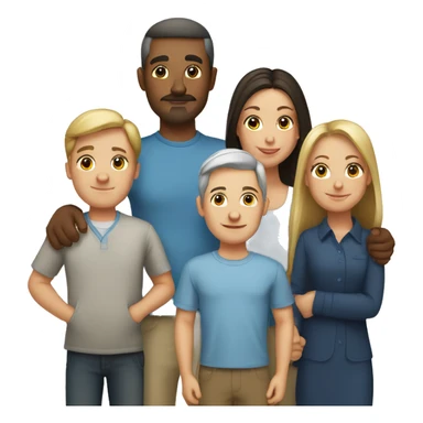 6 caucasian family members  sticker