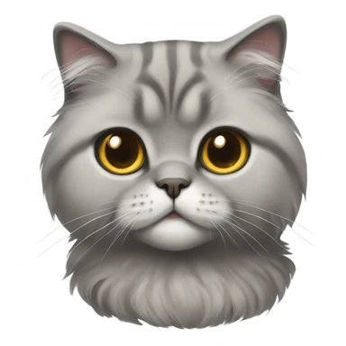 gray scottish fold long-hair cat sticker