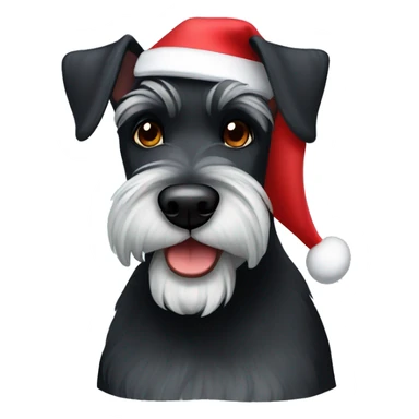 Black Schnauzer wearing a Santa hat sticker