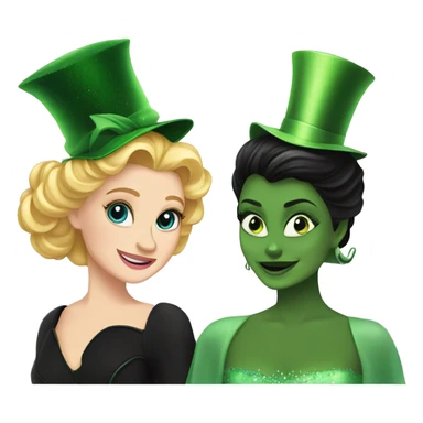Glinda and elphaba from wicked doing the wave on top of their heads  sticker