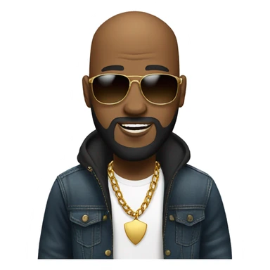 Bald Bearded black man, with a gold chain, sunglasses, jeans, t shirt  sticker