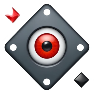 Show me a really dark grey square with a red flash on the side of it to look like a flashy eye and no other eye on the right side of the square. Add this to the head too. A domino hat that is from forsaken 1x1x1x1. sticker