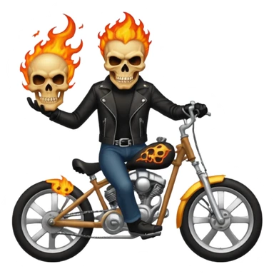 Give me a gost rider riding in a bike emoji sticker