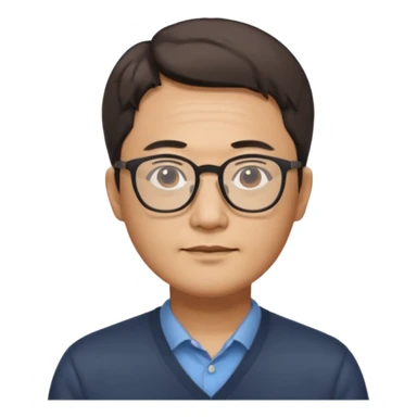 안경을 낀 40대 표준 체격의 한국인 남성, 머리가 짧음 sticker