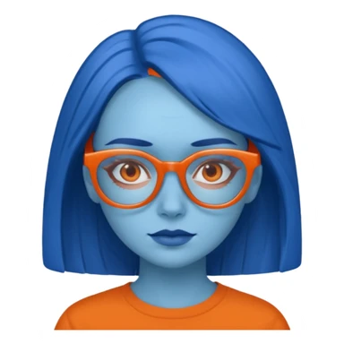 blue skinned orange glassed woman sticker