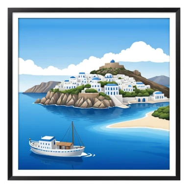 a greek island seen from the sea sticker