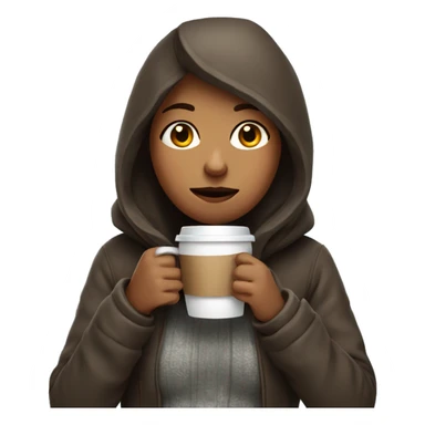 Girl hold coffe and feeling cold sticker