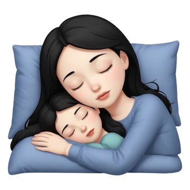Sleeping black haired girl no baby sticker