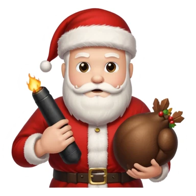 Santa holding a bomb and a turkey sticker