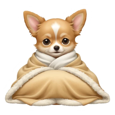 Long haired chihuahua, beige, white chest and socks, sleeping cutely under blanket sticker