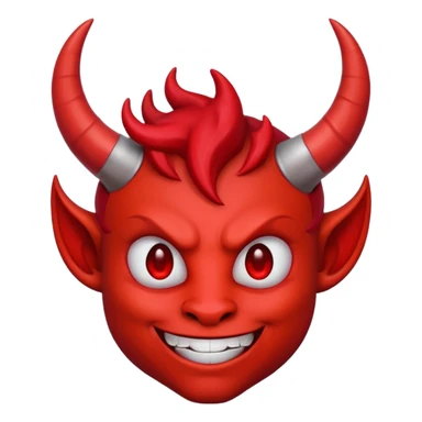 devil emoji, playful smirk, red face sticker