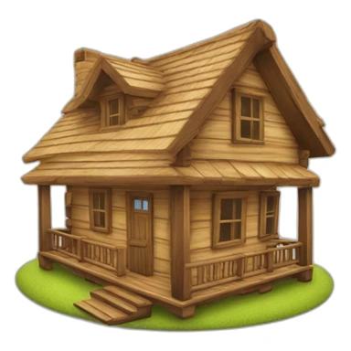 Wooden house with pc sticker