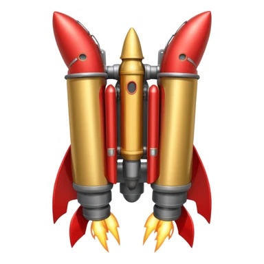 gold wide jetpack with rocket projectiles on both sides, back view, no fire, with red details sticker