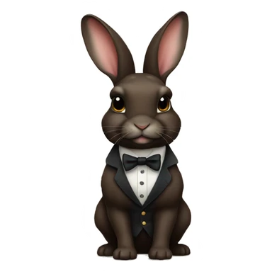 Dark brown, mini Rex bunny as a distinguished gentleman and very cute sticker