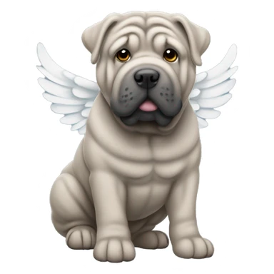 Grey Shar Pei with angel wings sticker