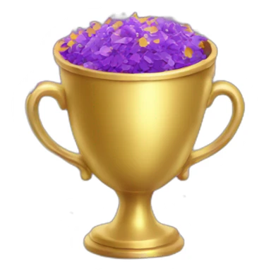 golden cup surrounded by purple confetti sticker