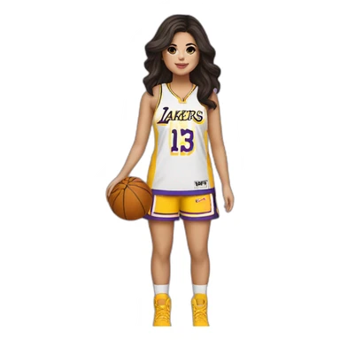 selena gomez with yellow lakers jersey sticker