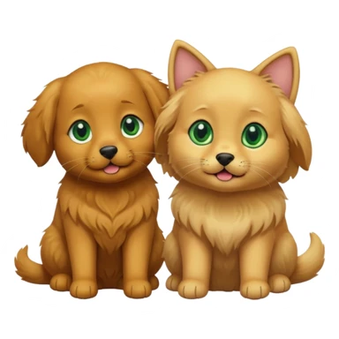 golden retriever and black cat with green eyes as couple sticker