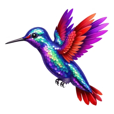 hummingbird with red and purple with glitter sticker