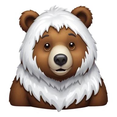 Brown bear covered in white paint sticker