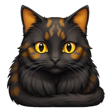 Tourtish black cat with yellow eyes loafing/sitting long and not fluffy sticker