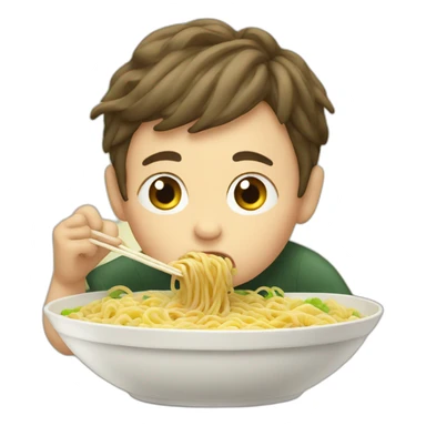 Boy slurping noodles sticker