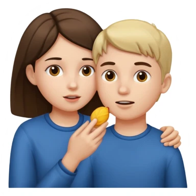 Girl giving boy head sticker