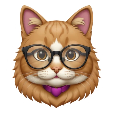 Cat wearing geekchic mood glasses, only face sticker