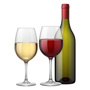 Minimalistic flat vector icon, iOS style, thin black contour on white background. Wine glass with a wine bottle. No text, no shadows.
 sticker
