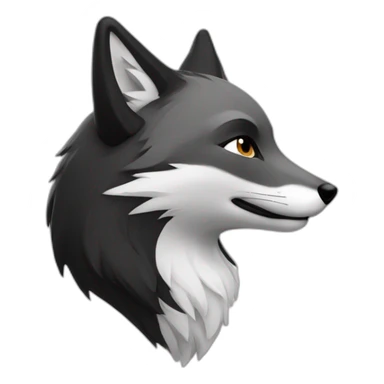 Full Blacknwhite fox side view  sticker