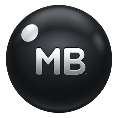 Black Ball with MB written on it sticker