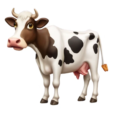 Cow with a chicken wing  sticker