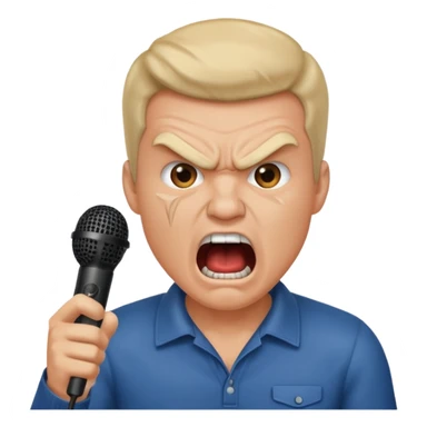 the male office manager yelling at her to stop with angry face while unpluggging her microphone cable standing up
 sticker