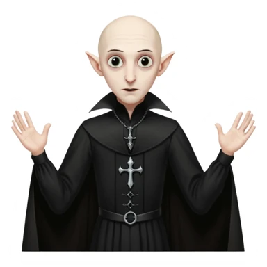 A thin, bald man with a hooked nose, darkly made-up eyes, in a black Gothic dress, very similar to Nosferatu, the singer of the band Classix Nouveaux - with his arms outstretched like on the cover of the album Night People. Very detailed! sticker