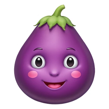 Eggplant with tiny circle feet and a cute face with circular pink cheeks sticker