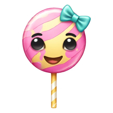 Kawaii pink lollipop with a bow with pearls sticker