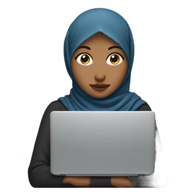 hijabi girl with laptop in front covering her lips and nose sticker