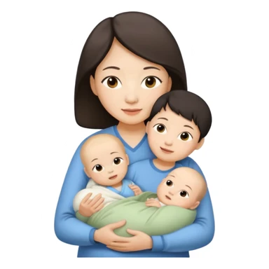A Chinese mother (around 40) with her newborn and her 60-year-old mother. sticker