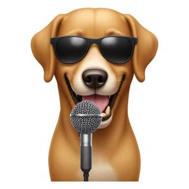 Dog singing with sunglasses and microphone sticker