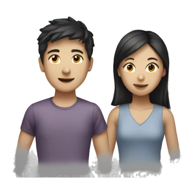 team of 3 asian friends (2 boys and 1 girl) sticker