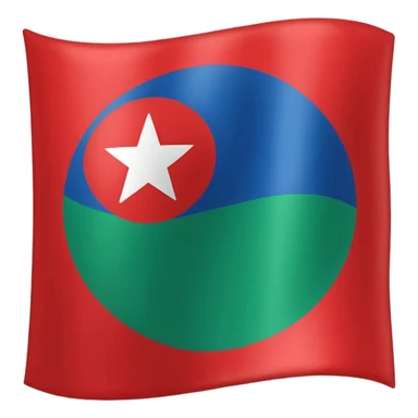 Emoji de bandera, mitad, azul y mitad inferior verde con un círculo rojo en el centro de la bandera en forma de rueda sticker