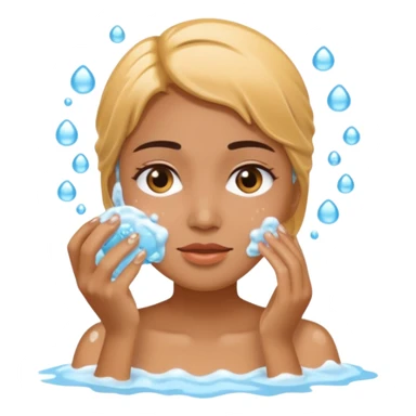 a female washing her face outside of shower  sticker