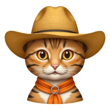 tabby cat with a wide-brimmed cowboy hat sticker