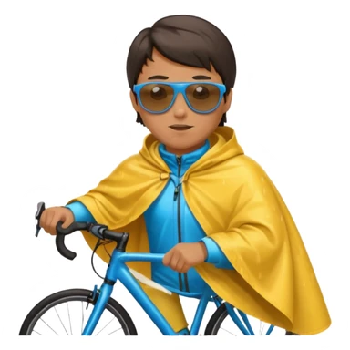 Cyclist with rain poncho sticker