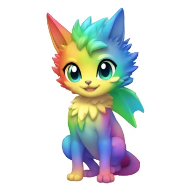 a anthro chibi-style rainbow-gradient-shiny gem-sparkle-Fakémon-hybrid full body sticker