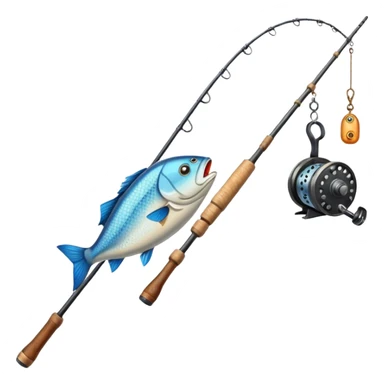 fat fishing rod with fish sticker