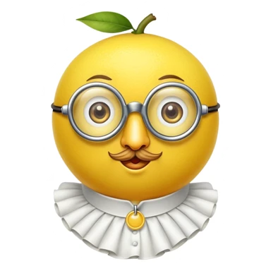lemon citrus fruit wearing a monocle single eyeglass and Elizabethan Victorian ruffled collar sticker