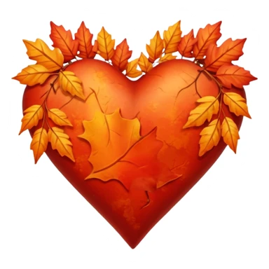 heart with autumn falling leaves sticker