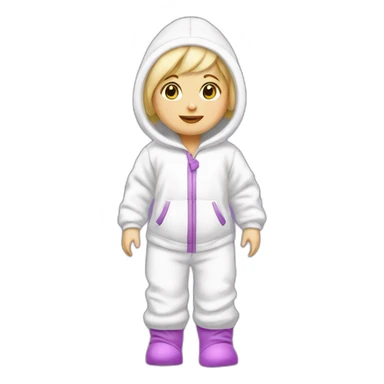 Bébé blonde en pijama 100% blanc et des bottes mauve  sticker